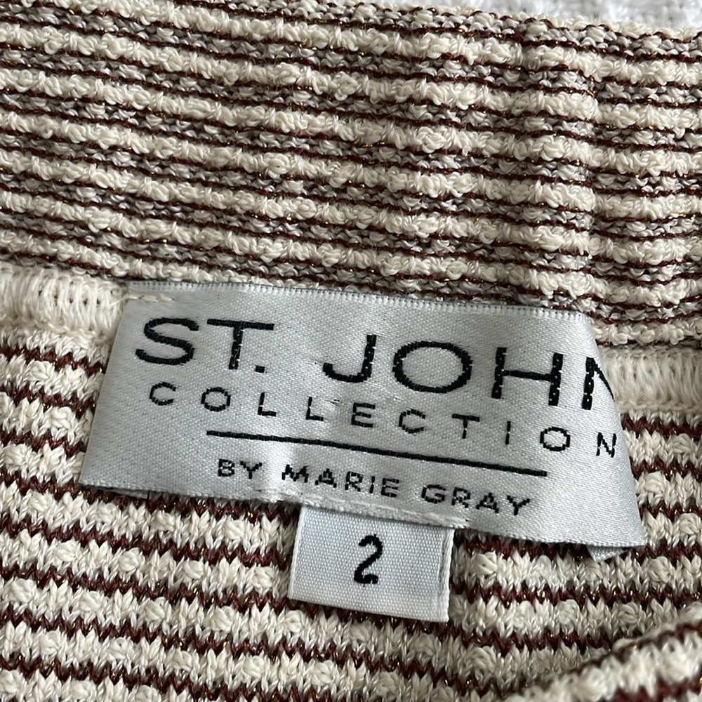 ST. JOHN Elegant Cream Women's Jacket & Skirt Set - Picture 9 of 16